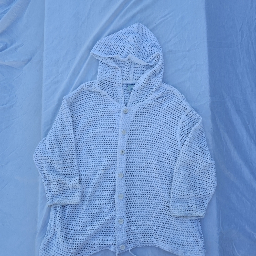 Baja blue crochet white jacket with hood size - Picture 10 of 10